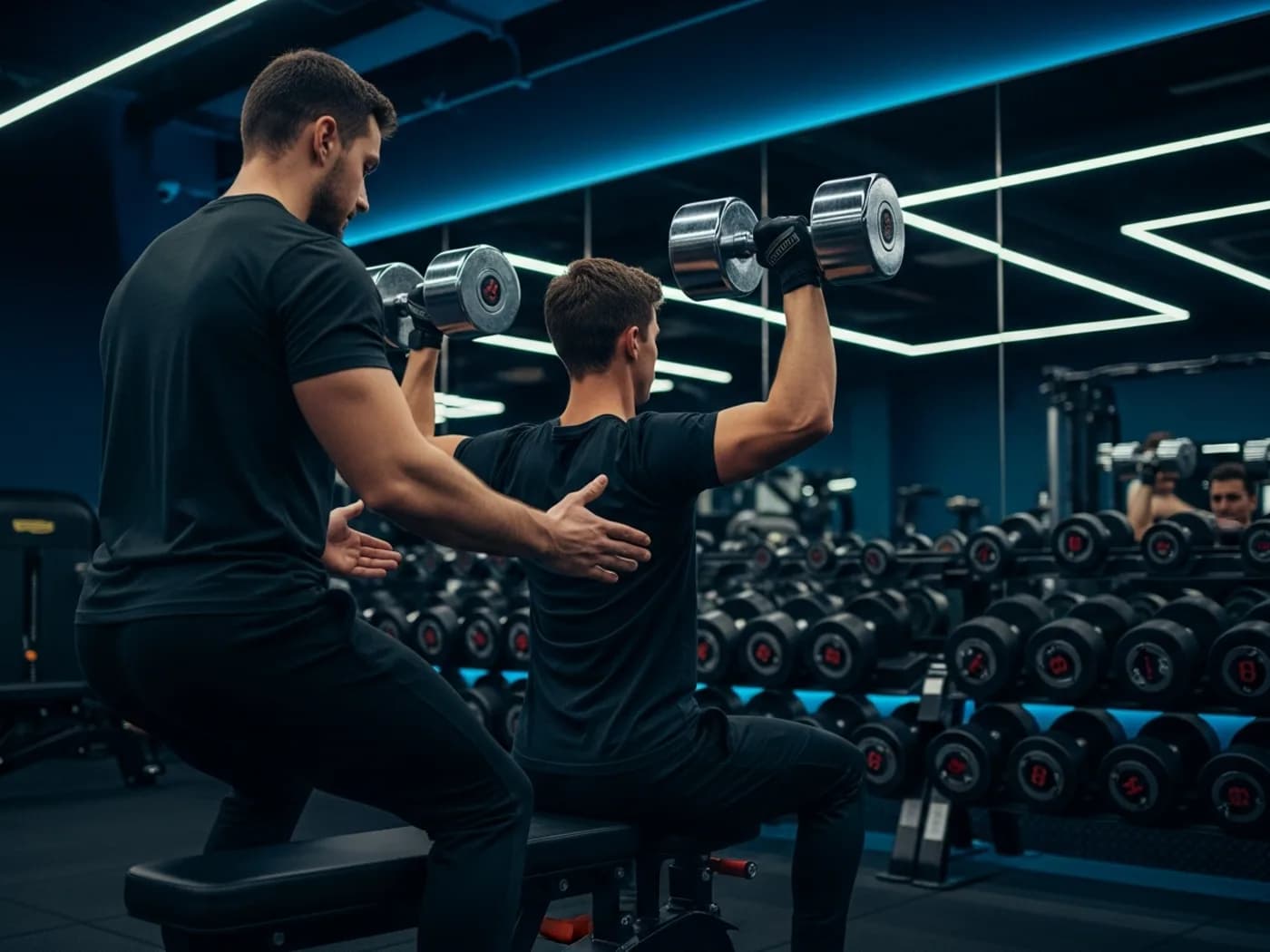 Doctor of physical therapy coaching a patient through a corrective exercise