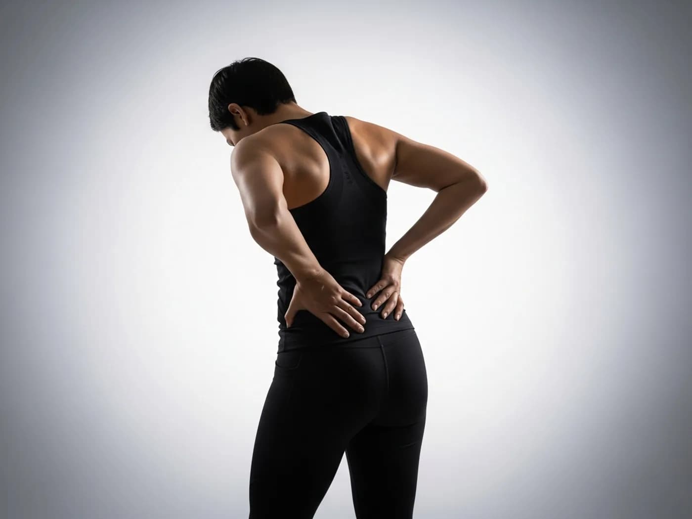 Clinician assessing an active adult's low back in a Malvern, PA clinic